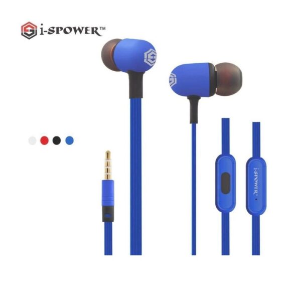 i-SPOWER Smart Stereo Headset Flat Tangle-Free Cables with Super Bass Music Universal Supported 3.5MM Hi-Fi Noise-Isolating in-Ear Piston