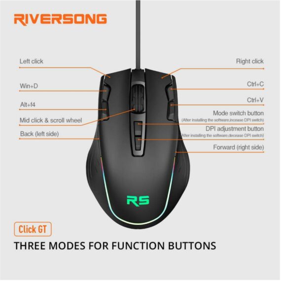 RiverSong click GT wired optical mouse ðŸ–± control