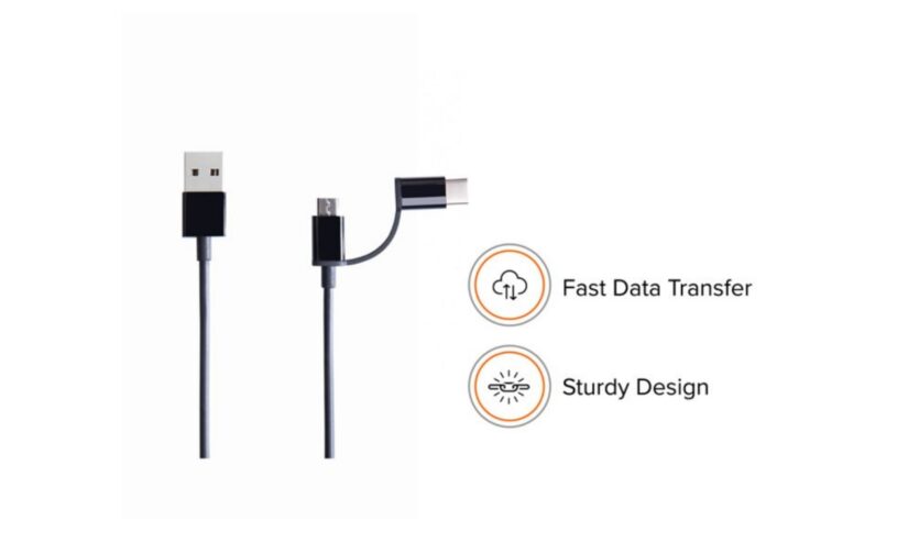 Mi 2-in-1 USB Cable (Micro USB to Type C) 100cm Black