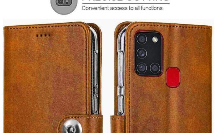 SHINESTAR Samsung A21s Case Cover | Ultimate Flip Case Wallet Style Cover with Button Magnetic Closure Case Cover for Samsung Galaxy A21s - (Brown)