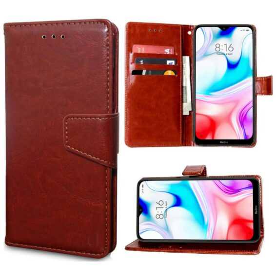 Unistuff Flip Cover for Mi Redmi 8 (Brown)